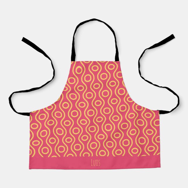 Eyes Peach Yellow Minimal Pattern Apron (Front)