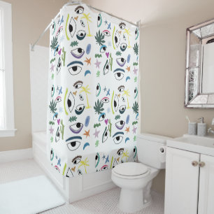 Eyes Stars Plants Modern Minimal Art Shower Curtain