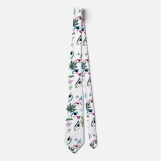 Eyes Tropical Leaves  Neck Tie