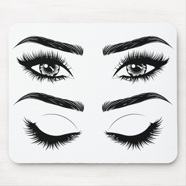 Eyes with long eyelashes and brows mouse pad (Front)