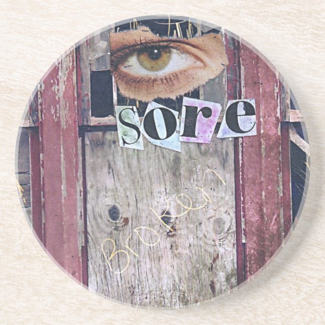 eyesore collage drink coaster (Front)