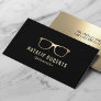 Eyewear Eye Glasses Optometrist Modern Black Gold Business Card