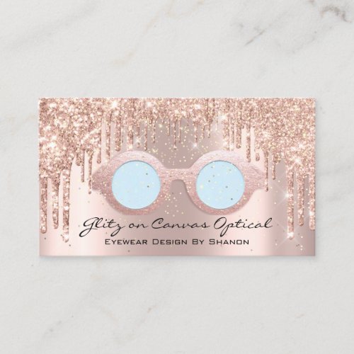 Eyewear Optical  Optometrist Eyeglasses Rose Blue Business Card