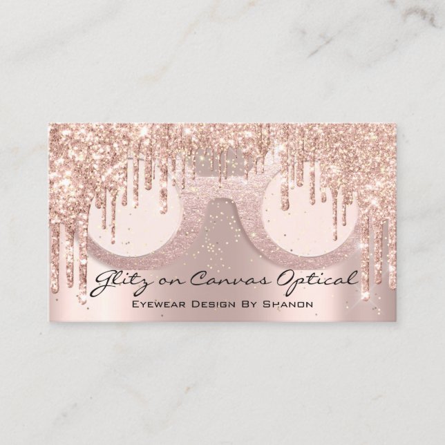 Eyewear Optical  Optometrist Eyeglasses Rose Drips Business Card (Front)