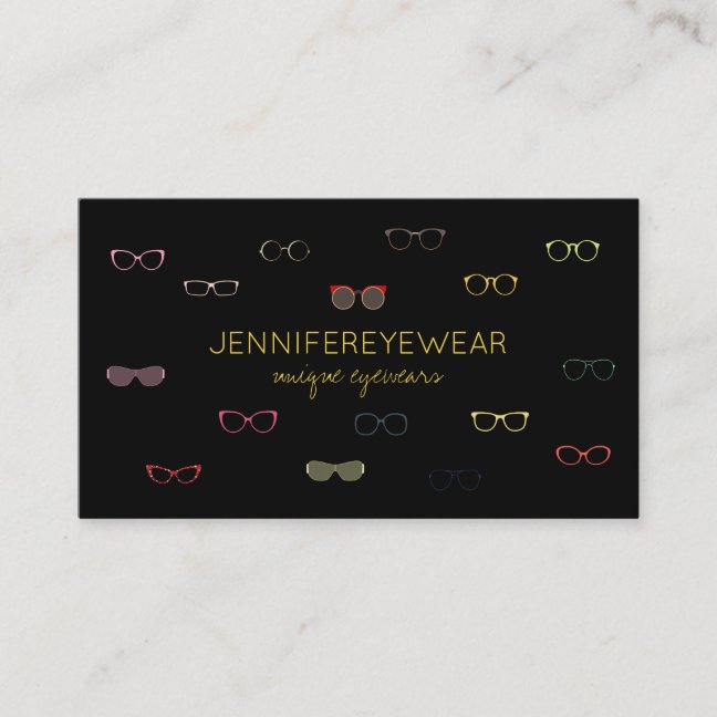 Eyewear Specialist Glasses black Yellow Opticians Business Card