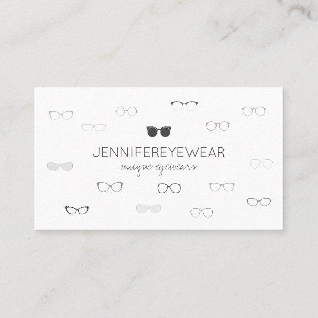 Eyewear Specialist Glasses grey Business Card (Front)
