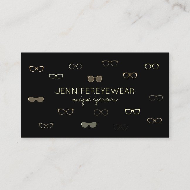 Eyewear Specialist optical store Gold Sunglasses Business Card