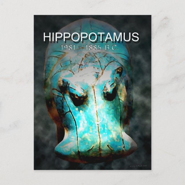 EYGPTIAN BLUE HIPPO POSTCARD (Front)
