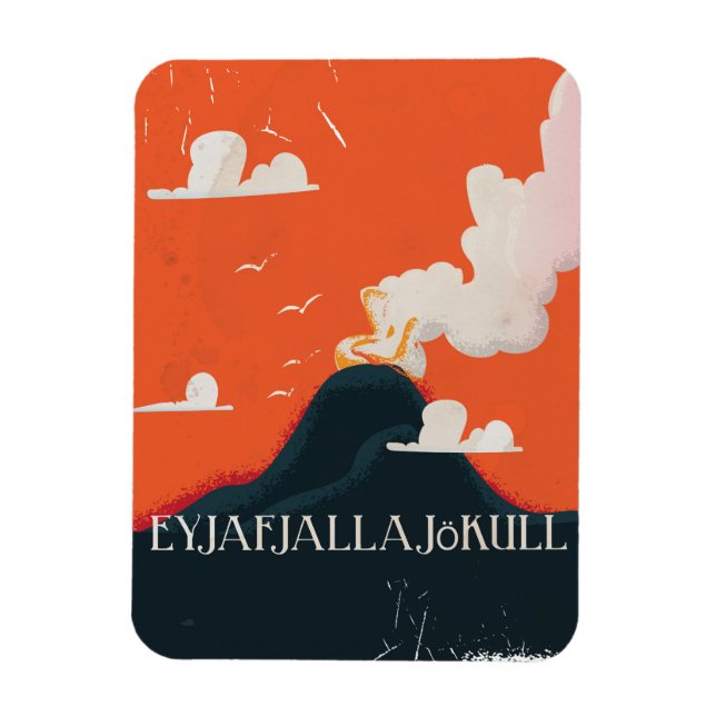 Eyjafjallajökull Volcano Travel Poster Magnet (Vertical)