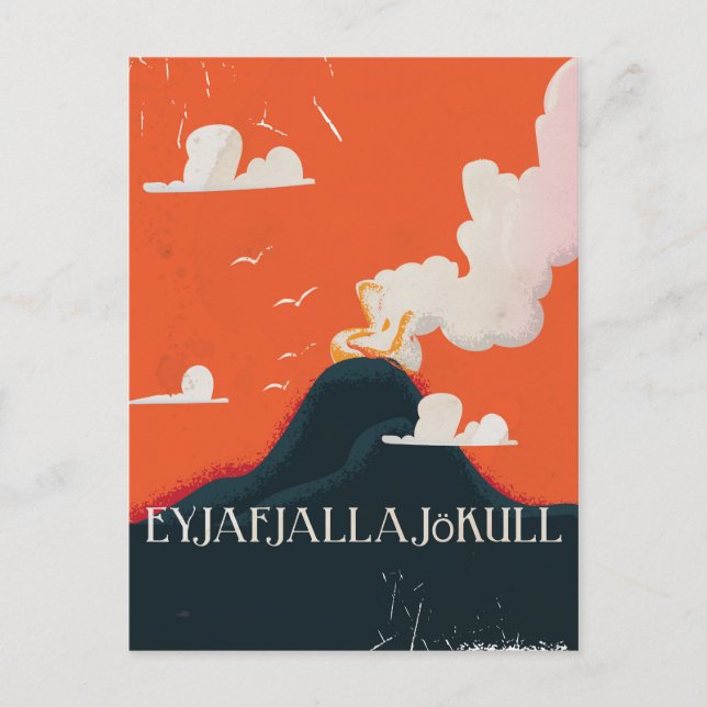Eyjafjallajökull Volcano Travel Poster Postcard (Front)