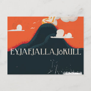 Eyjafjallajökull Volcano Travel Poster Postcard