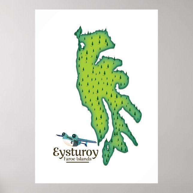 Eysturoy Faroe Islands Travel map Poster (Front)