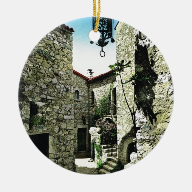 Eze, Alpes Maritime Ceramic Ornament (Front)