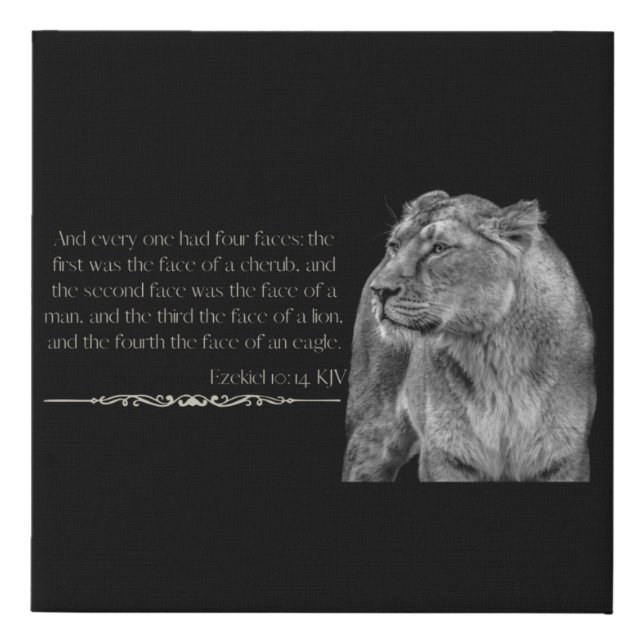 Ezekiel 10:14 Bible Verse Lion Canvas Art (Front)