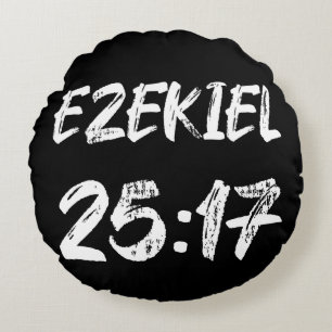 Ezekiel 25 17 Grunge Typography Verse Label Round Pillow