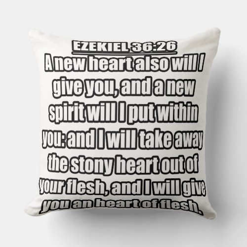 Ezekiel 3626 KJV Bible Verse Throw Pillow