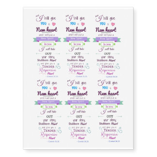 Ezekiel 36:26 Memory Verse Temporary Tattoos