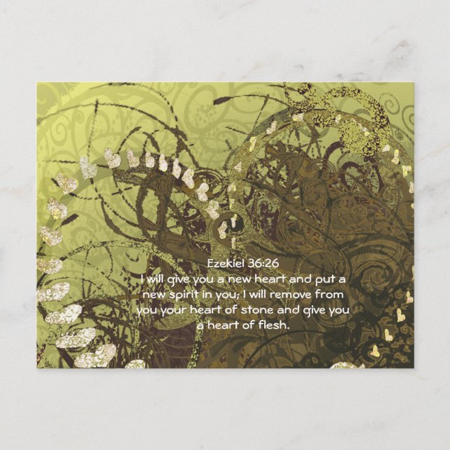 Ezekiel 36:26  will give you a new heart and put a postcard (Front)