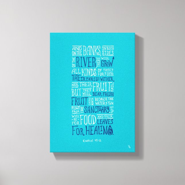 Ezekiel 47:12 - "Leaves for healing" Canvas (Front)