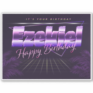 Ezekiel Name First name lila retro Sticker Birthda