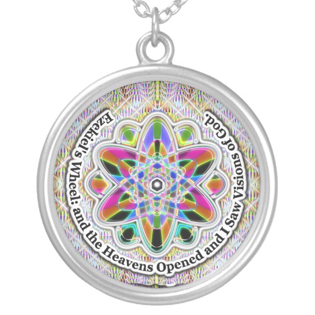 Ezekiel's Wheel: Visions of God Silver Plated Necklace (Front)