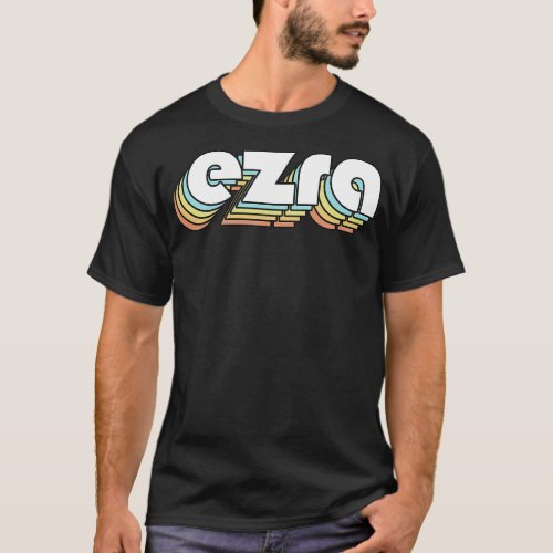 Ezra Retro Rainbow Typography Faded Style T_Shirt