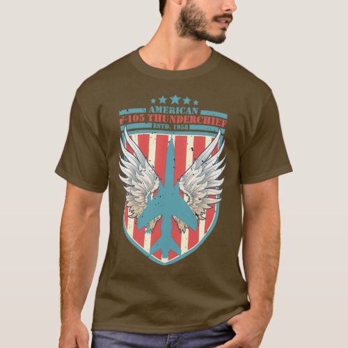 F105 Thunderchief Bomber Distressed US Flag T_Shirt