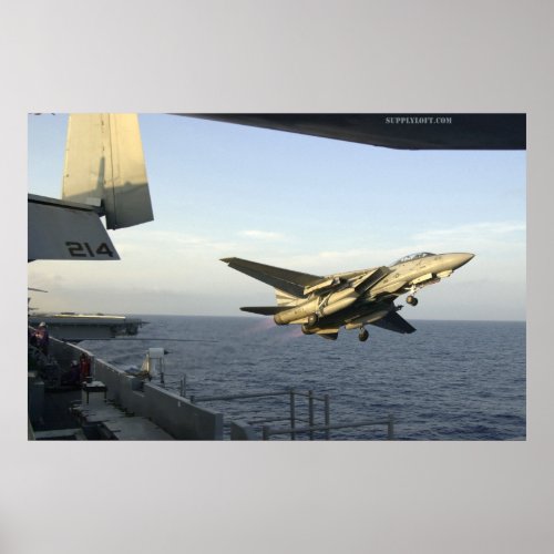 F14 Launches From The USS Kitty Hawk Poster