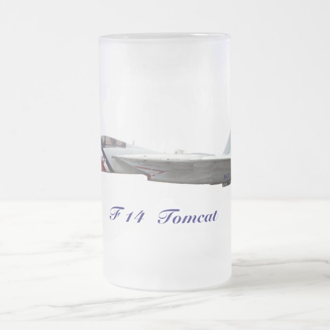 F14 Tomcat, F 14  Tomcat Frosted Glass Beer Mug (Center)