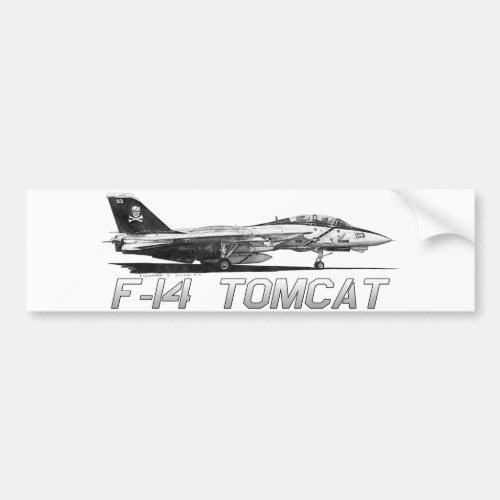 F14 Tomcat VF_103 Jolly Rogers _ drawing Bumper Sticker