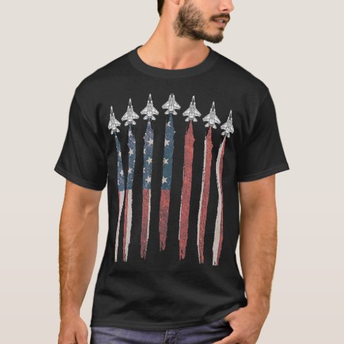 F15 Eagle Fighter Jet USA Flag Airplane F15 4th Of T_Shirt