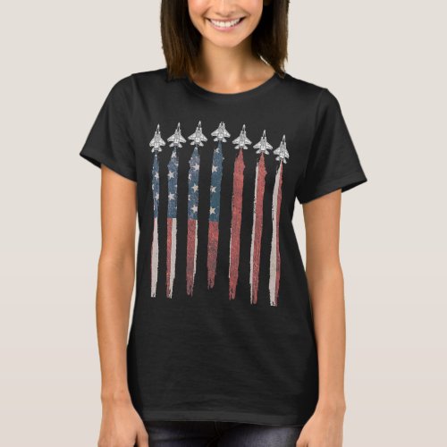 F15 Eagle Fighter Jet USA Flag Airplane F15 4th Of T_Shirt