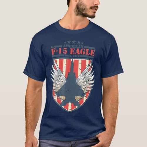 F15 Strike Eagle Fighter jet  Distressed Flag T_Shirt