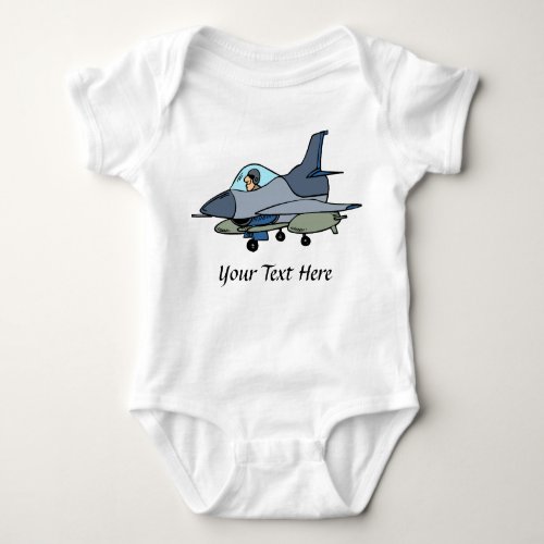 F16 Falcon And Pilot Cartoon Design Baby Bodysuit