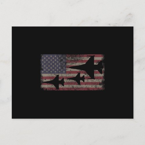 F16 Fighter Jet Plane USA Flag Patriot Announcement Postcard