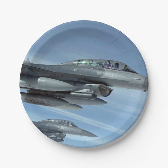 F16 Fighting Falcons Military-Jets Paper Plates (Front)