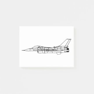 F16 Military Fighter Airplane Silhouette Post-it Notes