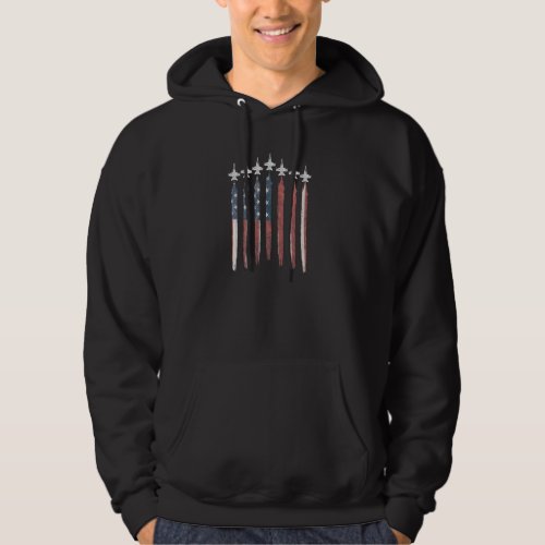F18 Hornet Fighter Jet Usa Flag Airplane F 18 4th  Hoodie