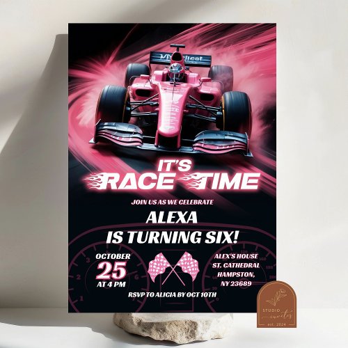 F1 Pink Racing Car Birthday Girl