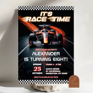 F1 Racing Red Car Birthday Boy Invitation