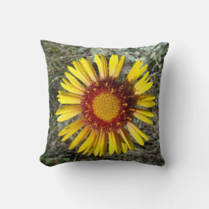 F1 Yellow Wildflower Gaillardia Throw Pillow