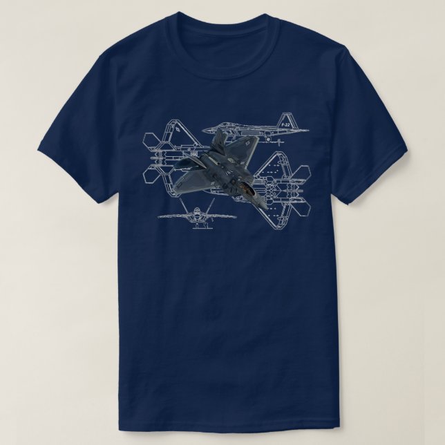 F22 Blueprints  T-Shirt (Design Front)