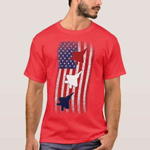 F22 Raptor American Flag 4th of July Red White Blu T_Shirt