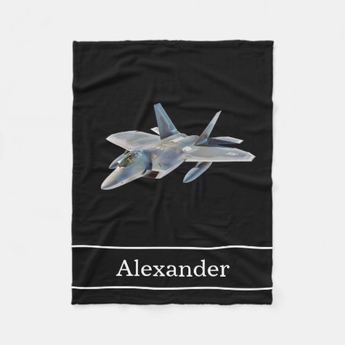 F22 Raptor Fighter Jet with Name Fleece Blanket