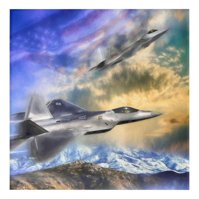 F22 RAPTOR JETS OVER AMERICA ACRYLIC PRINT (Front)