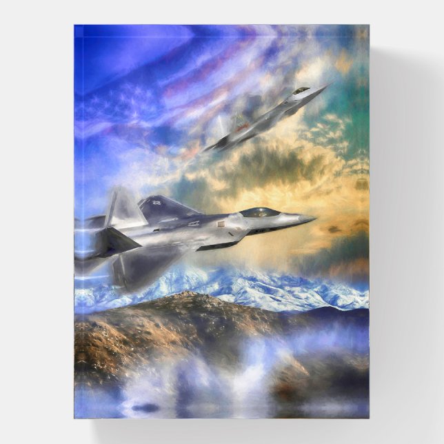 F22 RAPTOR JETS OVER AMERICA PAPERWEIGHT (Vertical)