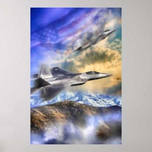 F22 RAPTOR JETS OVER AMERICA POSTER