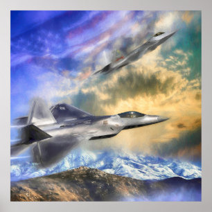 F22 RAPTOR JETS OVER AMERICA POSTER