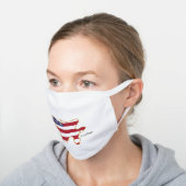 F22 US Military Patriot Flag Raptor Jet White Cotton Face Mask (Angled)