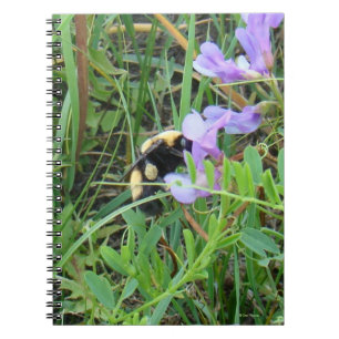 F2 Wild Bee on Purple Wildflowers Notebook
